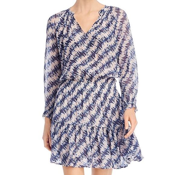 Velvet by Graham & Spencer Leah Blue Tie Dye Long Sleeve Peasant Dress Size M - Picture 1 of 15